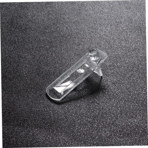 Beefy Plastic Locking Shelf Support Pegs With Smooth Grip Tops For Cupboards Medicine Cabinets And Glass Drink Stands A Top Grade Thirty Piece Cabinet Hardware Fix That Swaps Out Quick And Stays Put, clear plastic peg on black background.