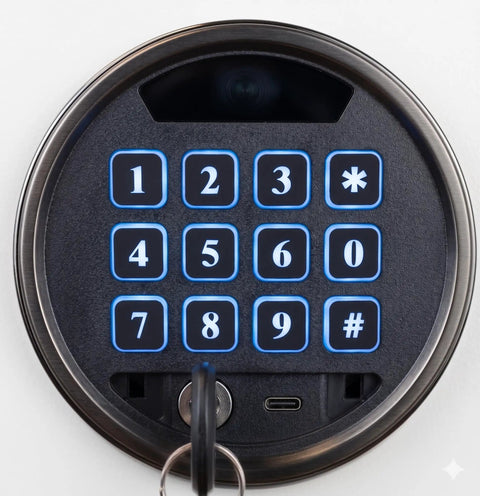 Built Different Countdown Timer Lock Box keypad with numbers and USB port for secure habit tracking.