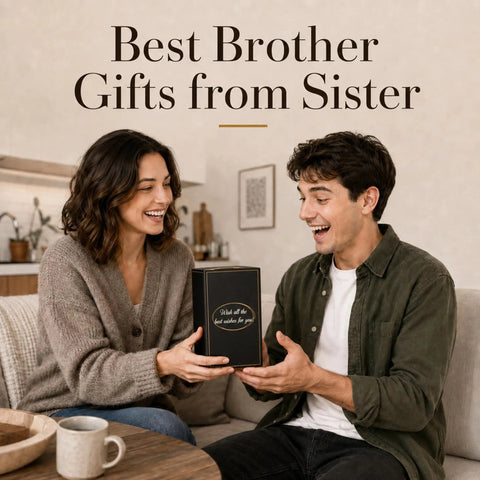 Bro Approved 20oz Stainless Steel Insulated Coffee Mug With Sweet Quote Double Wall Vacuum Tumbler For The Daily Grind And Sick Weekend Adventures In Matte Black Finish held by a smiling couple.