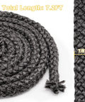 Close-up of Adviace stove door gasket rope, 7/8 in x 7 ft, graphite-impregnated fiberglass seal; dark gray.