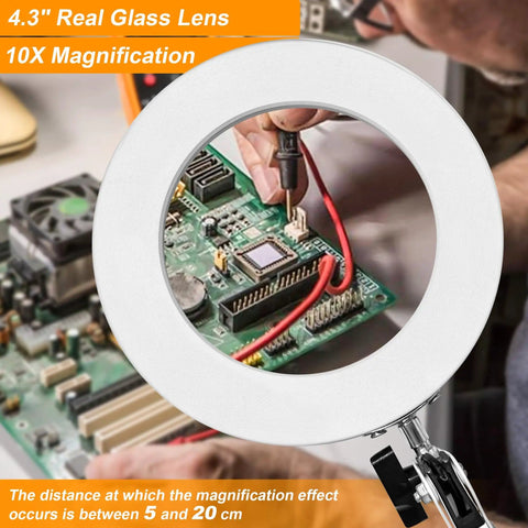 10X Magnifying Glass With Light And Stand Handy Hands Free Desk Lamp Magnifier used for circuit board examination