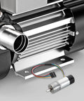 Heavy Duty Electric Micro Geared Motor With Serious Torque And Tough Metal Build Serving Butter Smooth Low RPM Spins For Fan Mods And Quick Gearbox Swaps You Seriously Cannot Live Without, showcasing silver gearbox and wires.