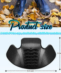 Four Pack Rubber Toe Protectors For Work Boots Black Heavy Duty Toe Guards Shoe Caps For Construction Hiking And Climbing Protect Your Boots And Toes In Spring And Outdoor Use, displayed with measurement details.