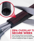 Braided Wire Loom Kit For Automotive Wires One Half Inch Split Cable Sleeve Mesh Protector with overlap view