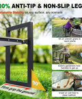 Heavy Duty Garden Kneeler And Seat With No Slip Anti Tip Stability shown on various surfaces with ergonomic handles and cushioned pads.