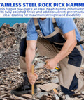 Person using Geology Rock Pick Hammer Kit With 32oz Hammer And 3 Digging Chisels For Rock Hounding Gold Mining And Prospecting Gear