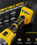 Heavy Duty Game Changer 1100W Brushless Cordless Die Grinder compatible with DeWalt 20V batteries, showing battery attachment.