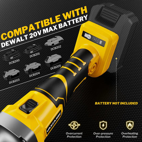 Heavy Duty Game Changer 1100W Brushless Cordless Die Grinder compatible with DeWalt 20V batteries, showing battery attachment.