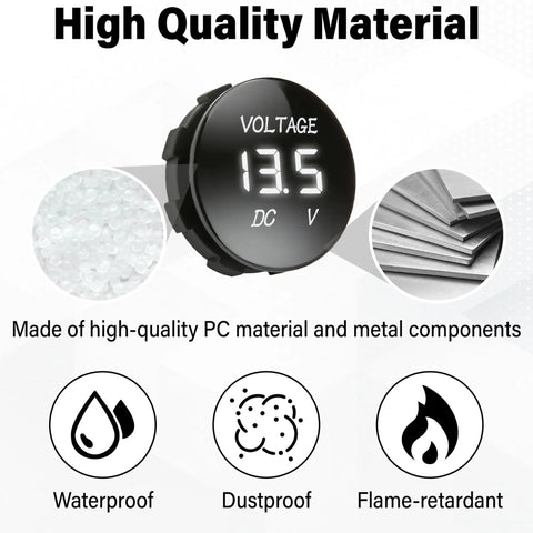 Panel Mount Digital Led Voltmeter Gauge For Cars And Trucks Dual Range 12 Volt Or 24 Volt with high-quality PC material display.