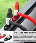 Heavy Duty Built Tough 12V Power Distribution Block With Three Eighth Inch M10 Stud Insulated Battery Post Junction For Auto Boat Marine Solar System DC 12V 48V Up To 250A Peak Positive And Negative Terminal Block Red And Black, 3/8" M10 studs