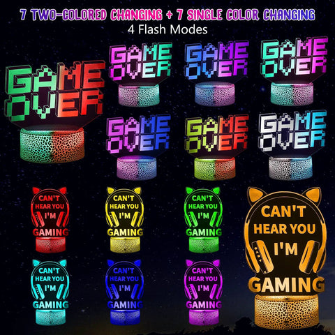 Dope Three Pack 3D Illusion Gamer Night Light With Dual Color Displays And Timer Remote Control Excellent Game Room Decor