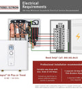 Technical diagram showing electrical requirements for Top Shelf Electric Tankless Water Heater 36Kw 240V installation.