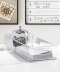 Sleek Extra Long Clear Storage Bins Pack Of 4 Heavy Duty Stackable Plastic Organizers For Deep Pantry Shelves Cabinets And Fridge Drawers Kitchen Organization Game Changer For Any Household on a desk with papers and clips.
