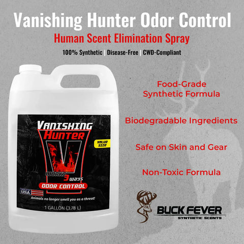 Ultimate Hunter Scent Control Spray And Odor Eliminator For Hunting Gear And Clothing One Gallon bottle for scent elimination.