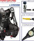 Beginner Diver Starter Pro Kit with Start Pro 2.0 BCD, AC2 Compact Regulator, Octopus Compact, MiniConsole 2 Black XL