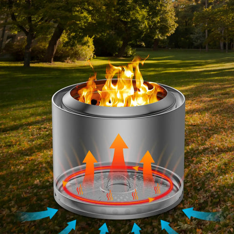 Illustration of Pellet Adapter for Bonfire Fire Pit, Stainless Steel Dual Fuel Accessory, 17.3 Inch Extension for Burning Pellets