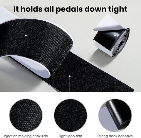 Guitar Pedalboard Velcro Mounting Tape 2m Long By 5cm Wide showing texture and adhesive backing for securing pedals.