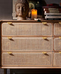 Dresser with Solid Brass Edge Pulls For Cabinets And Dressers In Brushed Gold Finish Four Pack Knob And Pull Set installed