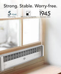 Portal Window Fan With 3 Speeds Reversible Exhaust Weather Resistant Low Profile White Window Fan installed in wooden window frame