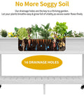 Raised Garden Bed On Wheels With Legs And Lockable Casters, Weather Resistant HDPE Elevated Planter Box, showing drainage holes and plants