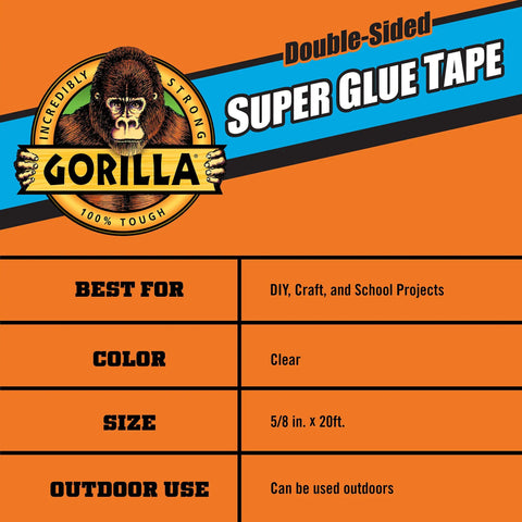 Heavy Duty Double Sided Glue Tape For Quick Fixes And Permanent Bonding, Multi Purpose Clear Tape Five Eighths Inch By Twenty Feet
