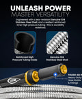 Heavy Duty Metal Garden Hose 100 Ft With 304 Stainless Steel Shell Flexible No Kink Water Hose Lightweight Yet Durable