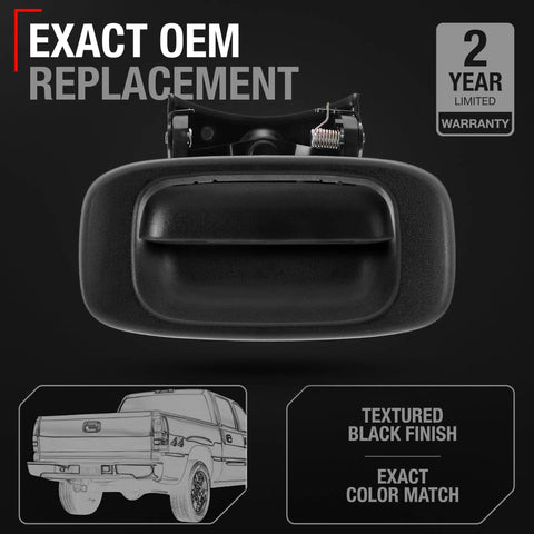 Heavy Duty Smooth Black Tailgate Handle Assembly And Bezel For Chevy Silverado 1500 2500 3500 And Gmc Sierra Trucks Years 1999 Through 2007 top view