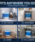 Heavy Duty Mini Compact Washing Machine Twin Tub Top Load Washer Portable Spinning Combo in bathroom and dorm setup.