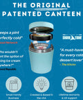 Vacuum Insulated Pint Container That Locks In The Frosty Vibe For Your Favorite Ice Cream Pints With Double Wall Stainless Steel Insulation, teal design.