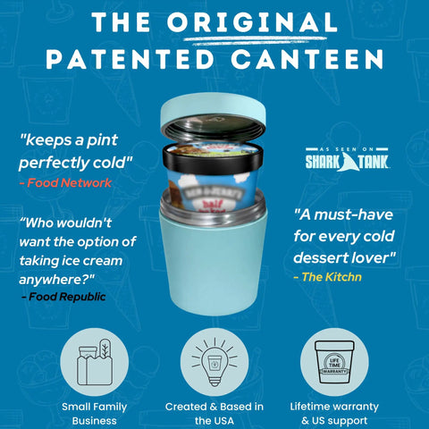 Vacuum Insulated Pint Container That Locks In The Frosty Vibe For Your Favorite Ice Cream Pints With Double Wall Stainless Steel Insulation, teal design.