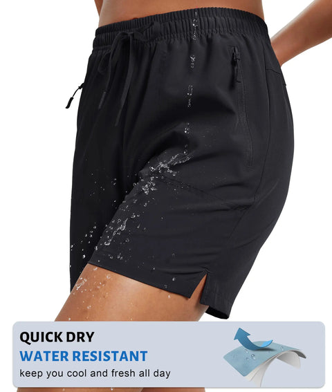 Close-up of Women's Athletic Hiking Running Shorts With Pockets Lightweight Quick Dry Outdoor Active Shorts For Summer Trails