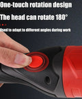 Heavy Duty Cordless Rebar Cutter 1380W With 2 Batteries, 180 Degree Rotating Head For Steel Metal Rods, close-up of rotation button.