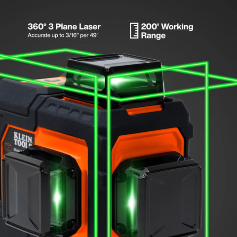 Self Leveling Laser Level With 3x360 Degree Green Beams Rechargeable Battery Magnetic Mount And Compact Rugged Design For Fast Accurate Interior And Exterior Layouts On Any Jobsite, orange and black