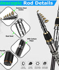 Telescopic Fishing Rod And Reel Combo With 373 Piece Tackle Box featuring stainless steel guides and EVA handle.