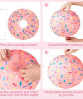 Steps to assemble pink sprinkle cupcake Six Pack Donut Party Hanging Paper Lanterns With Sprinkle Cupcake Designs For Birthday Party