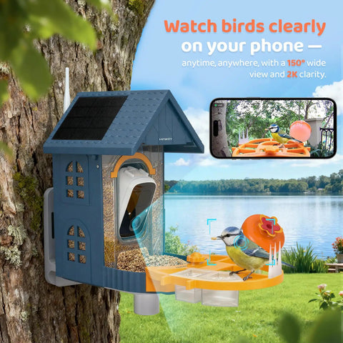 Dope Bird Feeder With Camera Outdoor Birdhouse AI Identifies 11000 Species 3K HD Quality And Arrival Alerts Solar Powered Three Panels