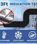 No Nonsense Weatherproof Pipe Insulation Tape Roll 13 Ft By 2 In Self Adhesive Foam Wrap shown in a snowy outdoor setting