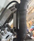 Side view of Custom 3D Printed Dust Collection Attachment For 12 Inch Glide GCM12SD Miter Saw That Delivers Dust Busting Power Easy Install Universal Fit Durable Black Finish installed.