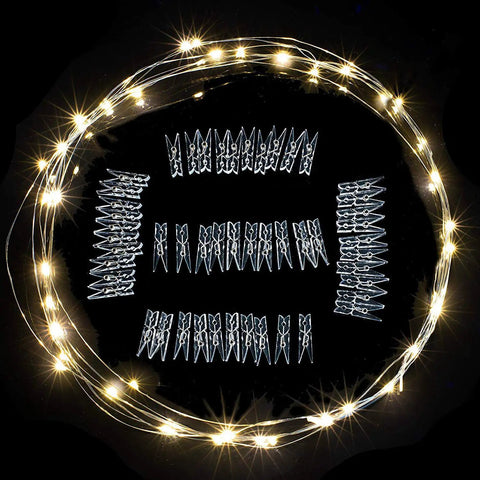 Cozy 17 Foot Fairy String Lights with 50 LEDs and clear clips for dorm rooms bedroom decor and weddings, circular arrangement