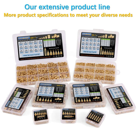 Soldering Tips And Heat Set Insert Kit For Thread Inserts M2 M2.5 M3 M4 M5 M6 M8 with brass adapters in storage cases