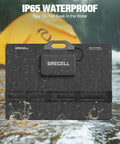 350W Portable Foldable Solar Panel With XT60 And Anderson Output For Power Stations And Off Grid Van Life Campers High Efficiency 37.4V Solar Charger, shown in wet conditions with IP65 waterproof rating