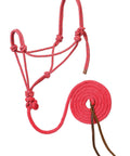 Diamond Braid Rope Halter and Lead for Everyday Riding Hand Knotted From a Continuous Three Eighth Inch Poly Rope with Double Noseband