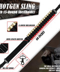 Heavy Duty Shotgun Sling with 15-Round Shellholder for 12 Gauge Adjustable Nylon Strap Mil Spec Swivels and Metal Hooks Studs Included
