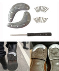 Sole Repair Kit For Men's Shoes And Boots With Metal Heel Plates And Threaded Nails Heavy Duty Silver Finish Workhorse Gear