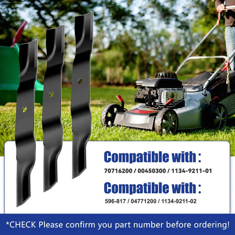 Three Pack 18 Inch Lawn Mower Blades For Gravely 52 Inch Deck Compatible With ZT X ZT XL And ARIENS IKON X IKON XL Replacement Blades