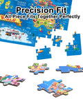 Large 200 Piece World Map Puzzle For Kids And Adults Floor Jigsaw Map For Learning Geography with pieces fitting together