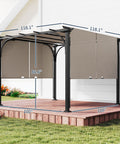 10x10 Patio Pergola with Weather Resistant Steel Frame and Fully Adjustable Sliding Canopy on deck in a backyard