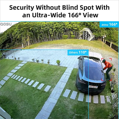 Solar Powered Outdoor Security Camera Wireless 2K HDR Video Spotlight And Siren AI Detection 166 Degree Ultra Wide Angle