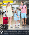 Family at airport with suitcases, promoting 4 Pcs Luggage Wheels Replacement 50x14mm Suitcase Wheels For Travel 2 Inch Diameter Rim