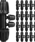 20Pcs 4-Way Barbed Tee Drip Irrigation Fittings Set For 1/2 Inch To 1/4 Inch Tubing Anti Drop Connectors Converts 1/2 Inch Line To Two 1/4 Inch Lines Garden And Lawn Irrigation DIY Friendly